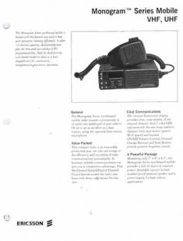 Буклет Ericsson Monogram Series Mobile VHF, UHF, 55-297, Баград.рф